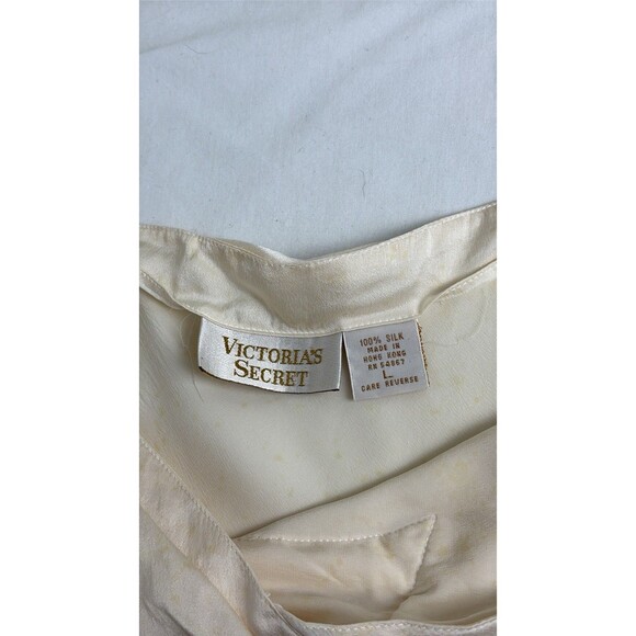 Vintage 90s Victoria Secret Gold Label 100% Silk Slip Midi Dress Large Cream - Picture 8 of 15